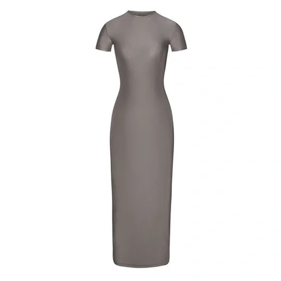 skims shine jersey long dress | Dresses | Skims Spandex Grey Chalk Cupro jersey